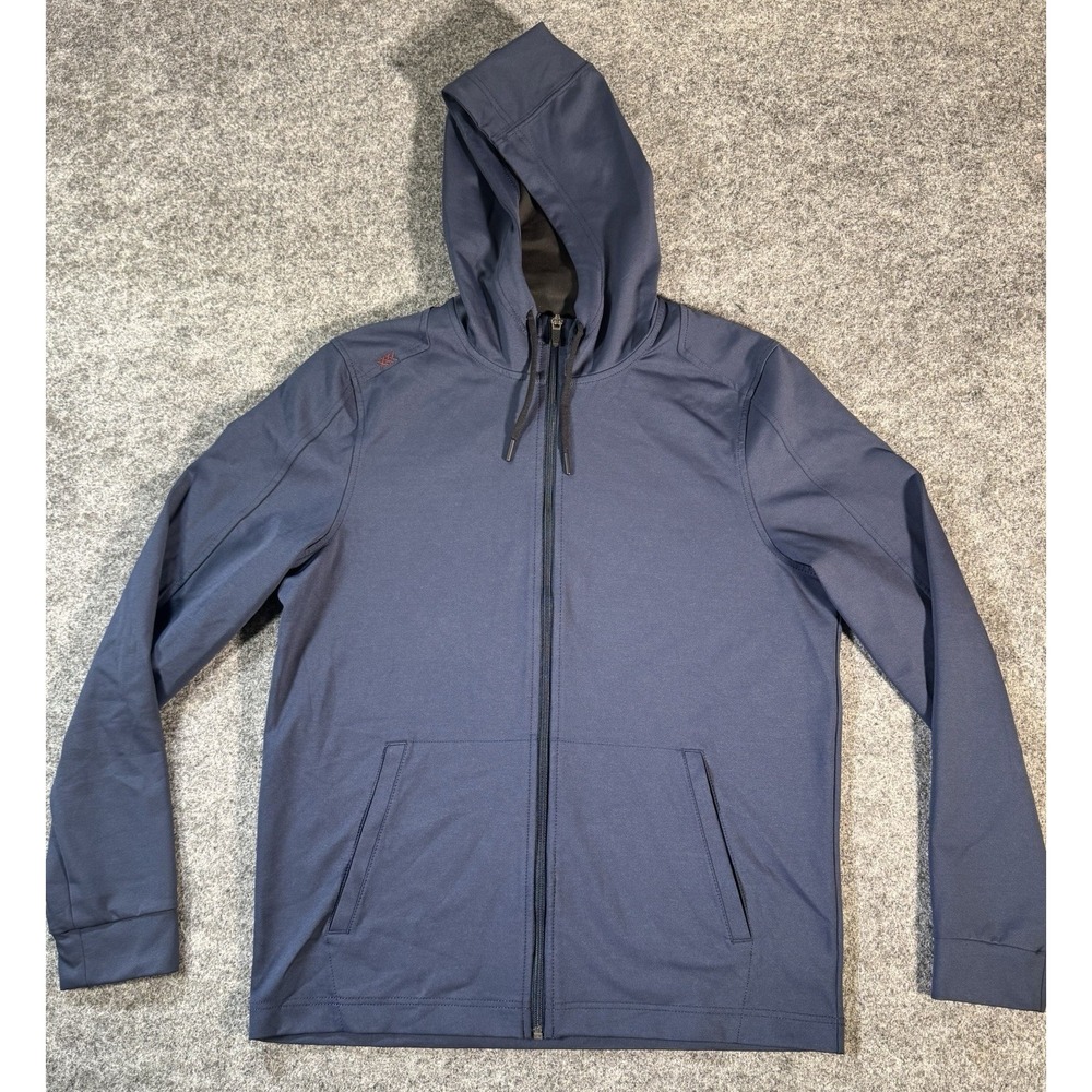 Rhone Mens M Full Zip Hooded Performance Jacket Navy Blue Stretch Athletic